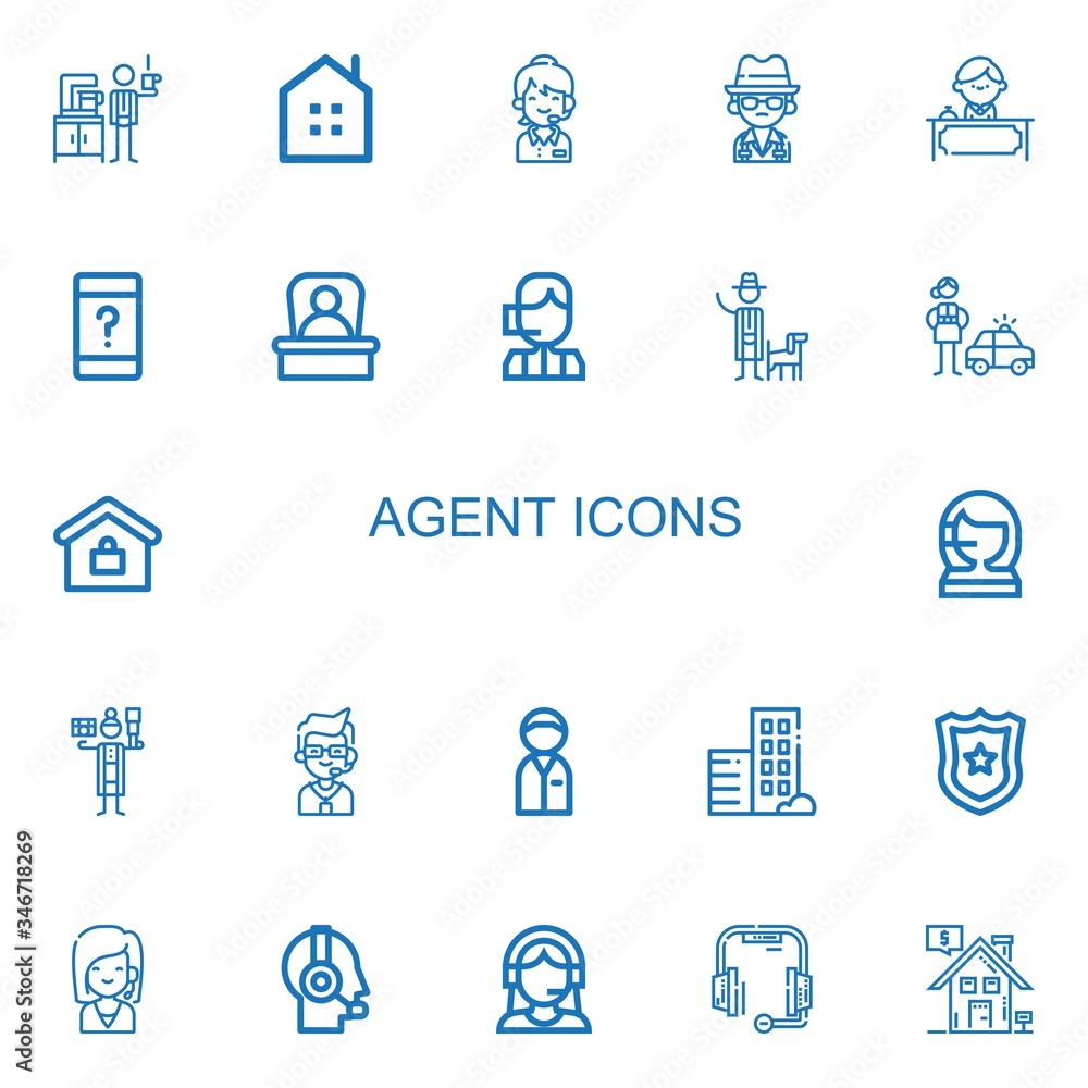 Editable 22 agent icons for web and mobile