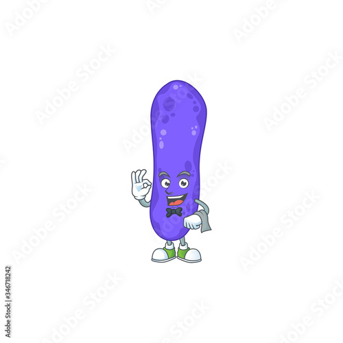 A escherichia coli waiter cartoon character ready to serve