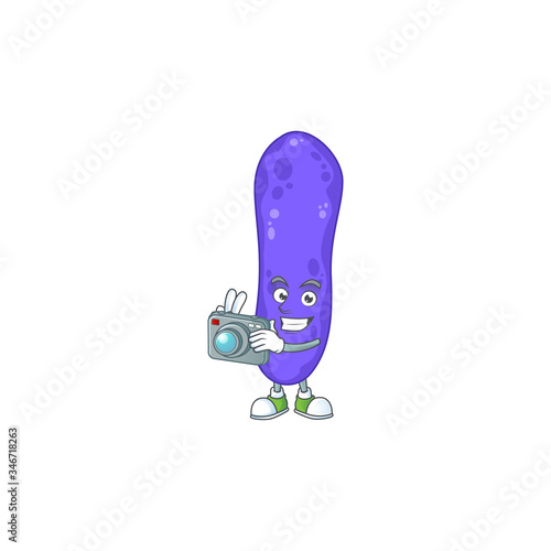 Escherichia coli photographer mascot design concept using an expensive camera