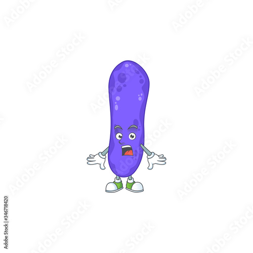 A cartoon design of escherichia coli showing an amazed gesture