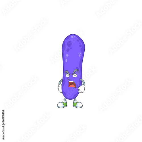 Escherichia coli cartoon character design with mad face