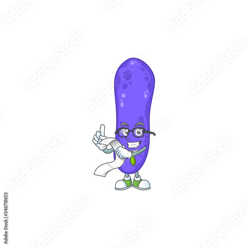 Mascot cartoon concept of escherichia coli with menu list
