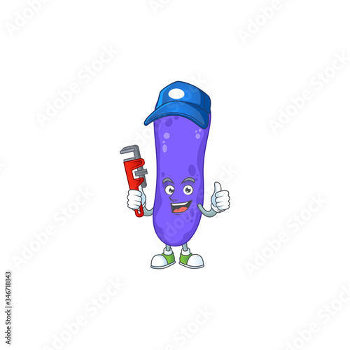 Mascot design concept of escherichia coli work as smart Plumber