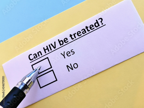 One person is answering quetion about HIV treatment. photo