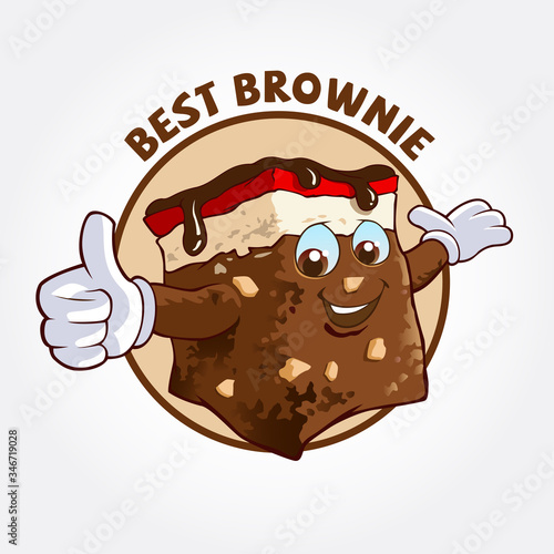 Best Brownie Logo Cartoon Character. Brownie cute cartoon character. Vector logo illustration.