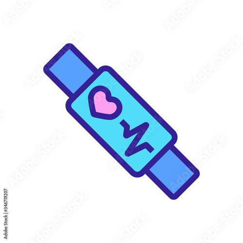 blood pressure monitor bracelet on hand icon vector outline illustration