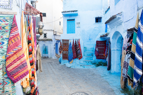 Chefchouen Moroccan blue city in the mountains  photo