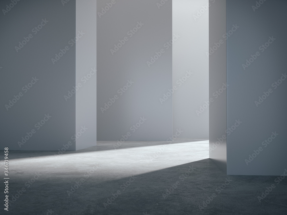 Empty space for product showcase, white hall, white structure, white showroom.3D rendering. Empty space for product showcase, white hall, white structure, white showroom.3D rendering.