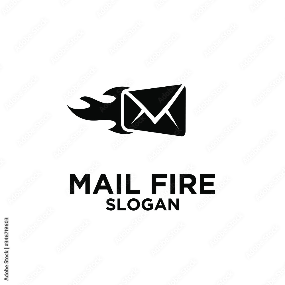 Fototapeta premium mail fire black abstract logo icon design vector