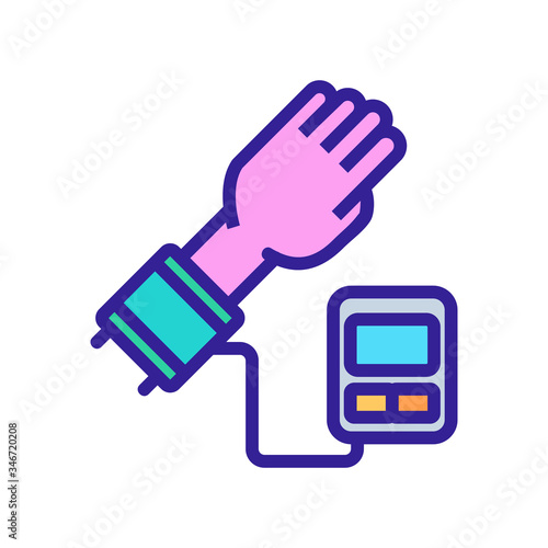 hand with tonometer cuff icon vector outline illustration