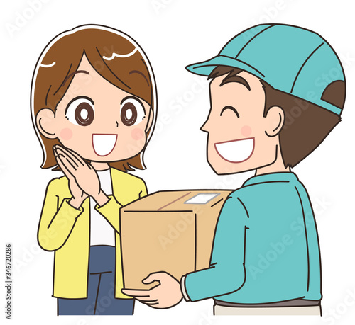 宅配 配達 荷物 通販 届く イラスト