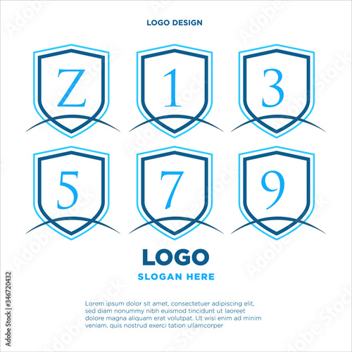 set initial letter logo shield for technology