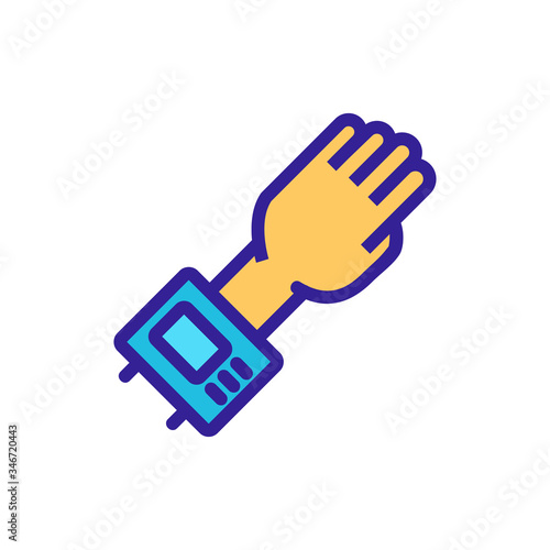 hand with electric display tonometer icon vector. hand with electric display tonometer sign. color symbol illustration