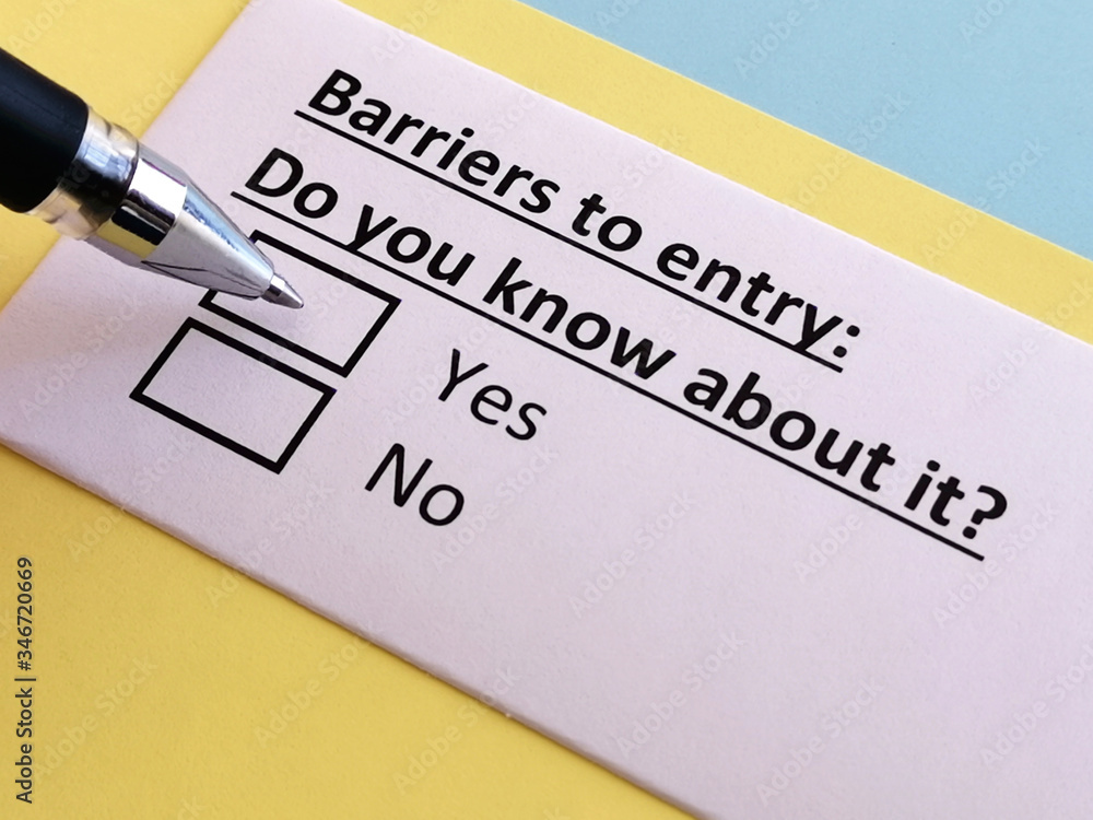 One person is answering quetion about barriers to entry. One person is answering quetion about barriers to entry.