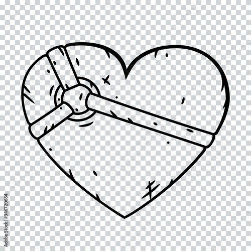 Heart with fashion harness on a transparent background.