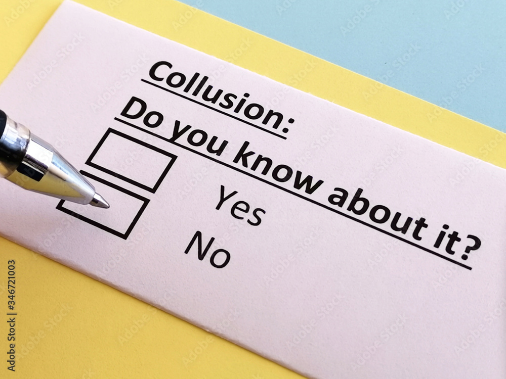 One person is answering quetion about collusion. One person is answering quetion about collusion.