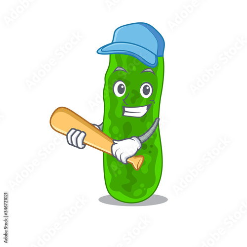Picture of legionella micdadei cartoon character playing baseball