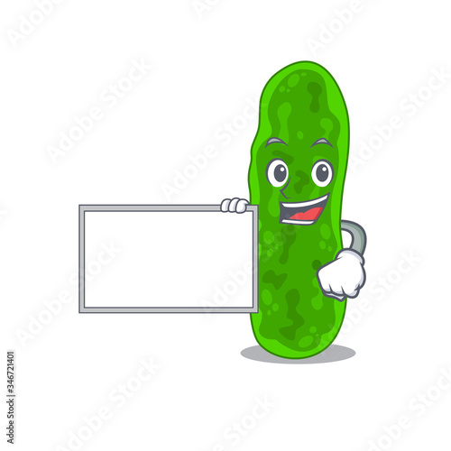 Legionella micdadei cartoon character design style with board