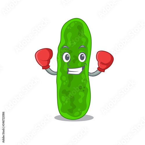 A sporty boxing athlete mascot design of legionella micdadei with red boxing gloves
