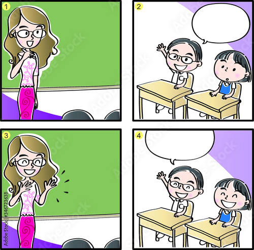 Primary school four-frame comic