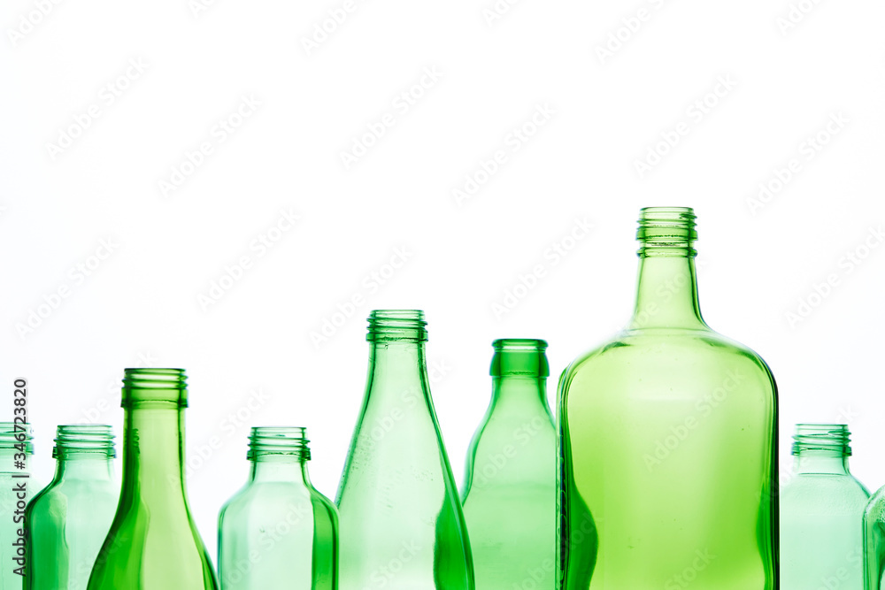 Empty bottles on white background Empty bottles on white background