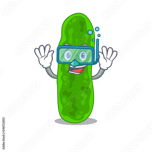 Legionella micdadei mascot design concept wearing diving glasses