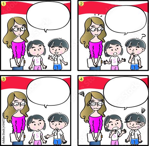 Primary school four-frame comic