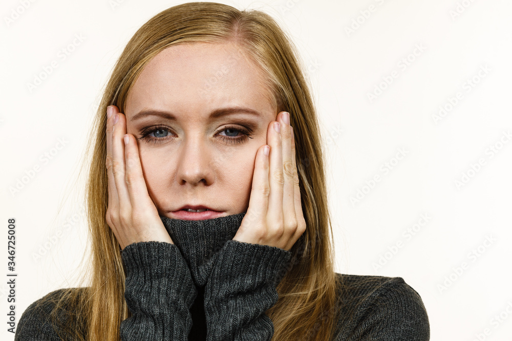 Sad girl in warm season clothing Sad girl in warm season clothing