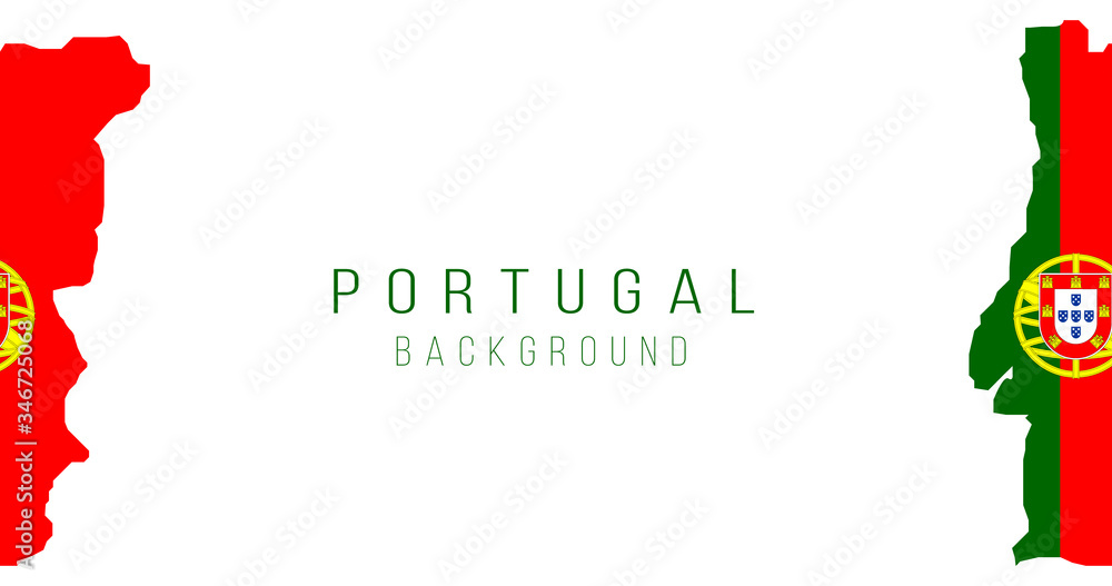 Obraz premium Portugal flag map background. The flag of the country in the form of borders. Stock vector illustration isolated on white background.