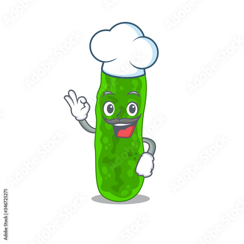 Legionella micdadei chef cartoon design style wearing white hat