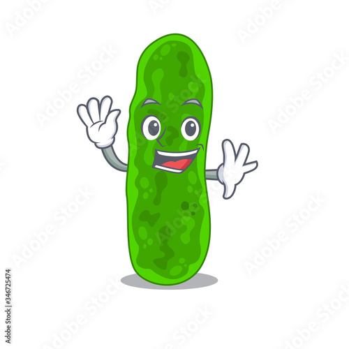 A charismatic legionella micdadei mascot design style smiling and waving hand