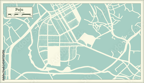 Paju South Korea City Map in Retro Style. Outline Map.