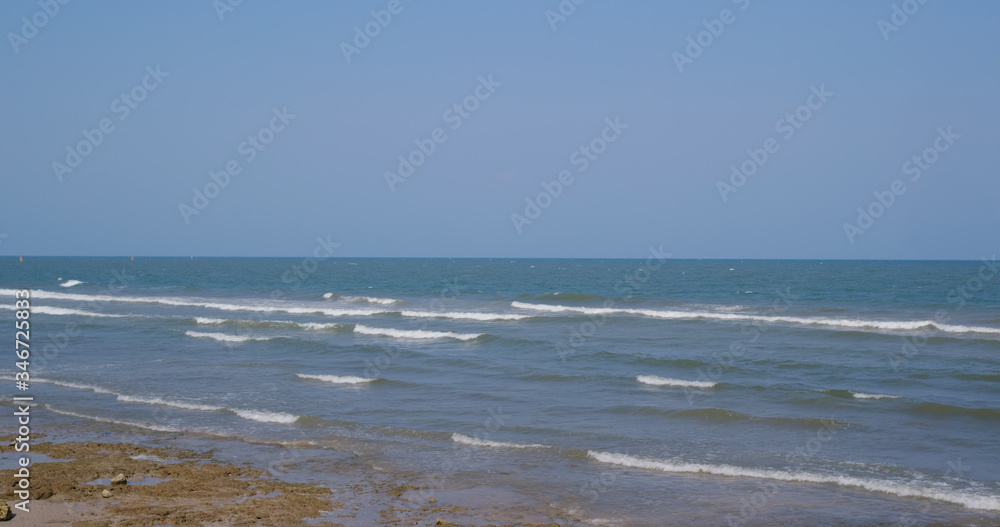 Sandy beach and blue sky