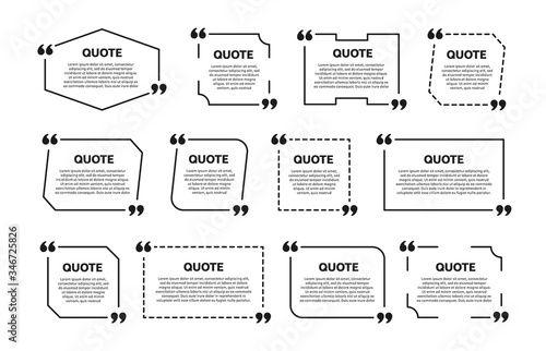 Quote box frame set. Template for text info. Vector texting quote boxes.