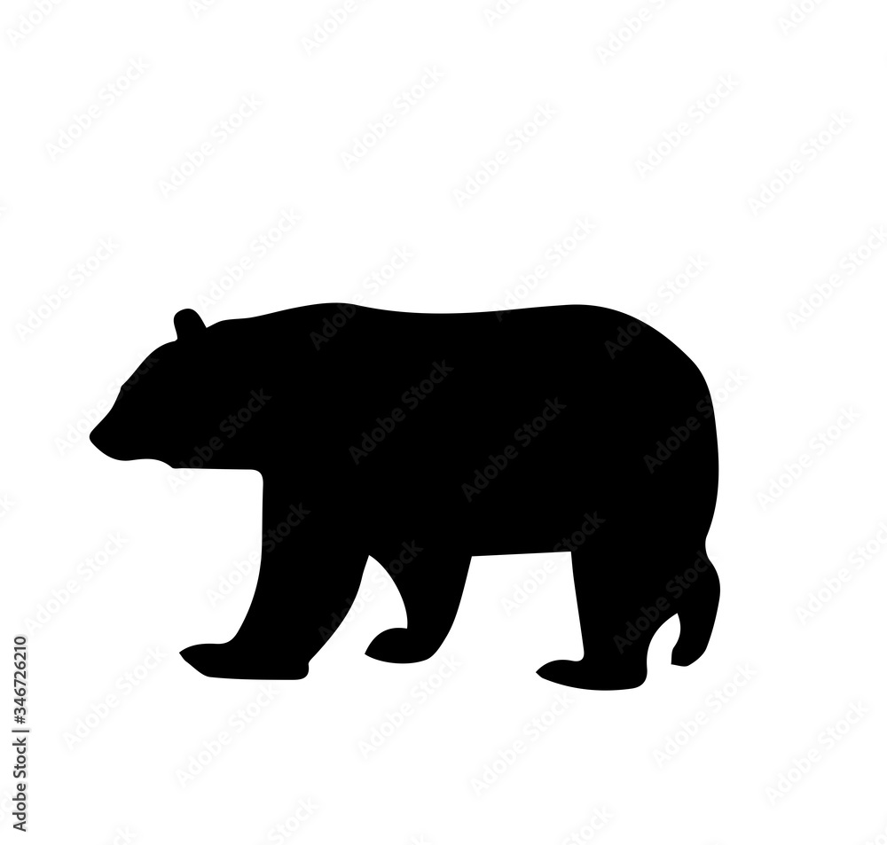 Fototapeta premium Bear Silhouette On White Background,