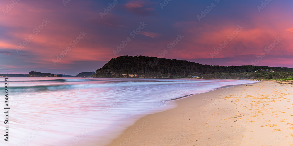 Sunrise Panorama at the Beach with Clouds