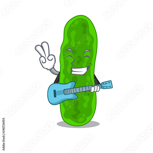 Talented musician of legionella micdadei cartoon design playing a guitar