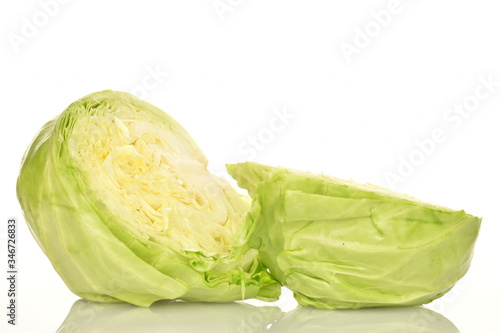 Green cabbage, macro, on a white background © Oleksandr