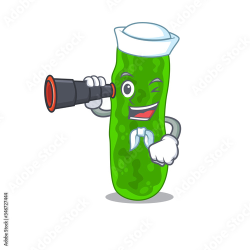 A cartoon icon of legionella micdadei Sailor with binocular