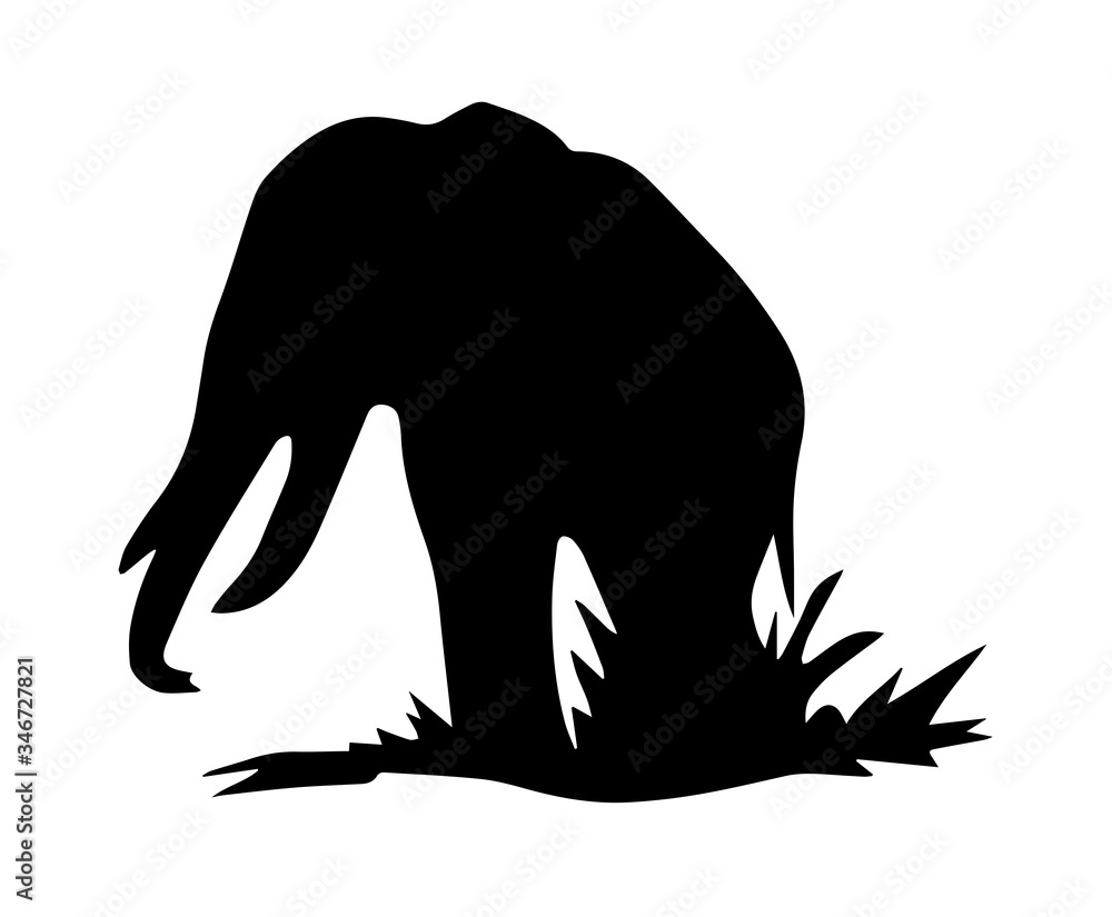 Obraz premium Silhouette of elephant on white background