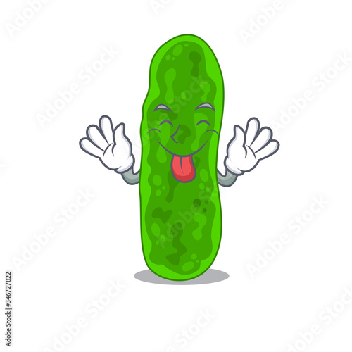 An amusing face legionella micdadei cartoon design with tongue out