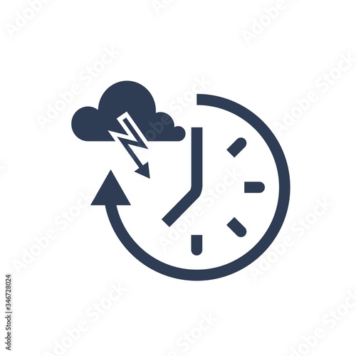 Time and lightning. Difficult period. Vector icon on a white background.