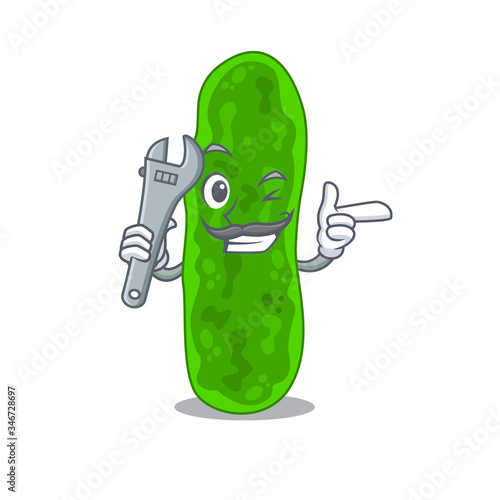 A picture of legionella micdadei mechanic mascot design concept