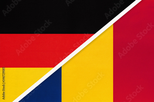 Germany vs Chad  symbol of two national flags. Relationship between European and African countries.