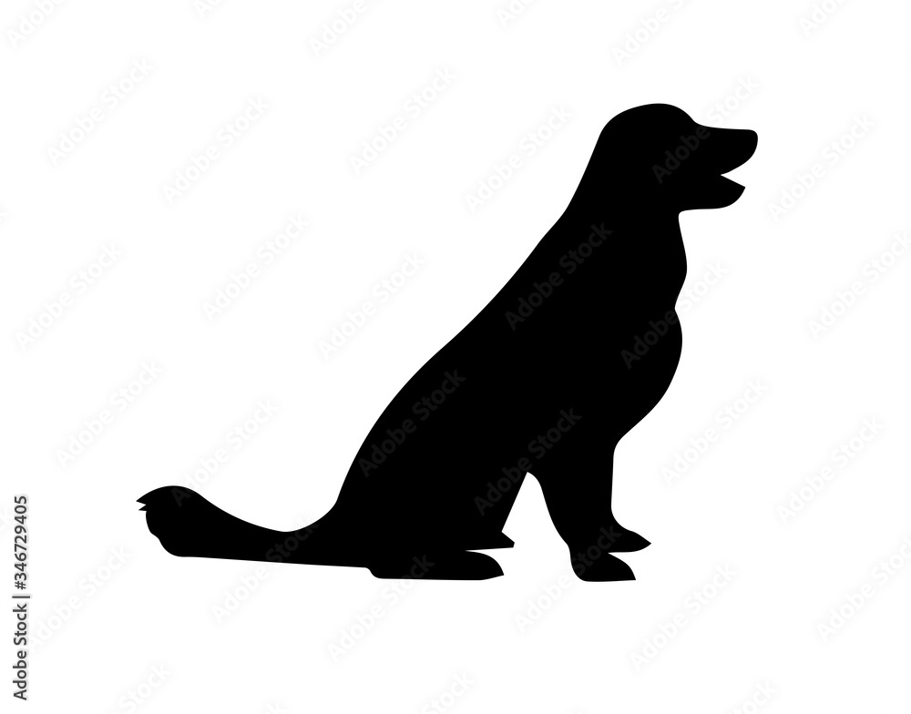 Silhouette of dog on white background.