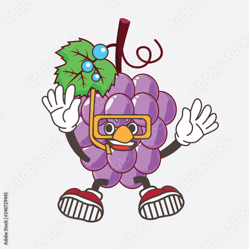 Grape Fruit cartoon mascot character dressed as a Super hero