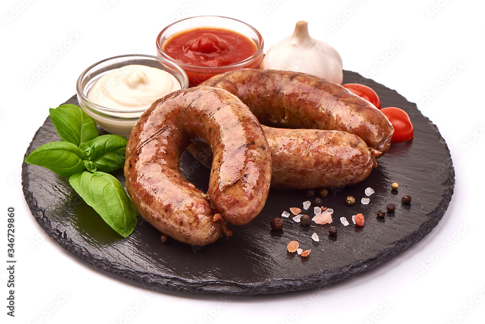Irish pork sausages, isolated on white background Irish pork sausages, isolated on white background