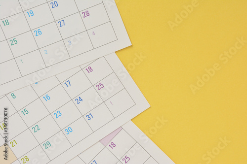 Calendar on a yellow background