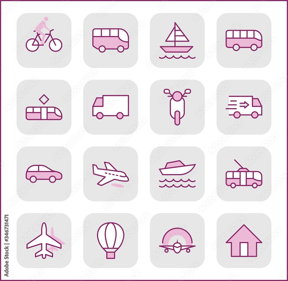 Set of Public Transport Related Vector Line Icons. Contains such Icons as Bus, Bike, Scooter, Car, balloon, Truck, Tram, Trolley, Sailboat, powerboat, Airplane and more. Editable Stroke. 32x32 Pixel Set of Public Transport Related Vector Line Icons. Contains such Icons as Bus, Bike, Scooter, Car, balloon, Truck, Tram, Trolley, Sailboat, powerboat, Airplane and more. Editable Stroke. 32x32 Pixel