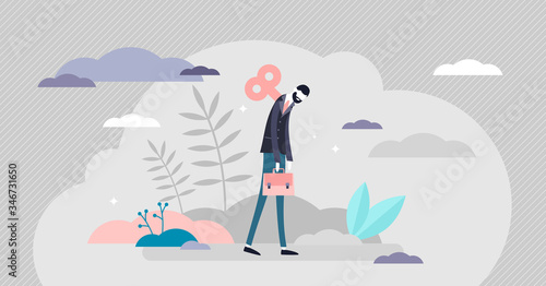 Burnout concept, tiny business person vector illustration
